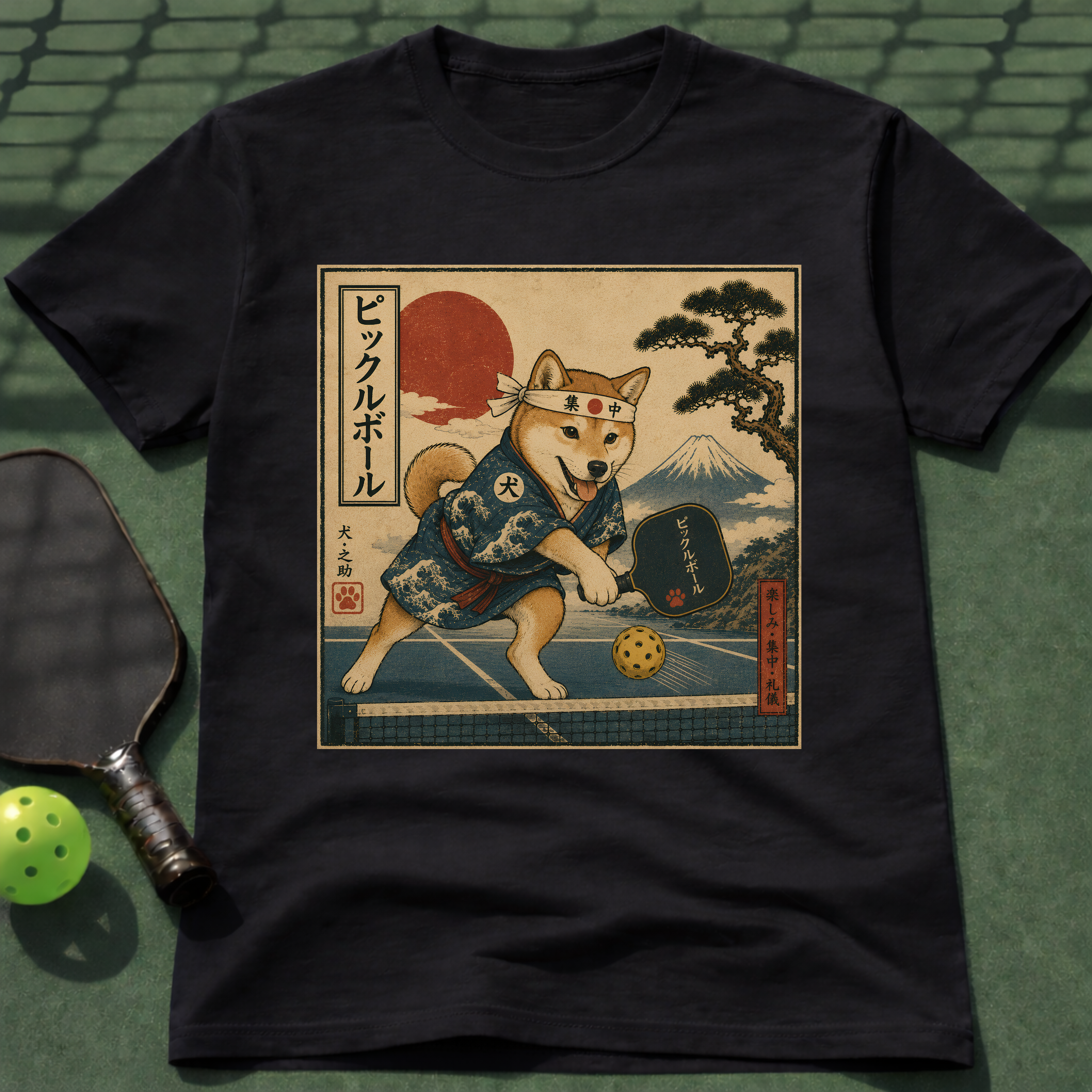 Vintage Japanese Dog Pickleball T-Shirt