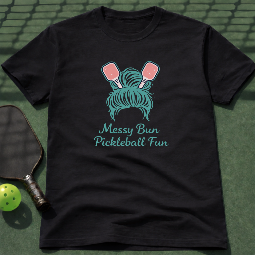 Messy Bun, Pickleball Fun. T-Shirt