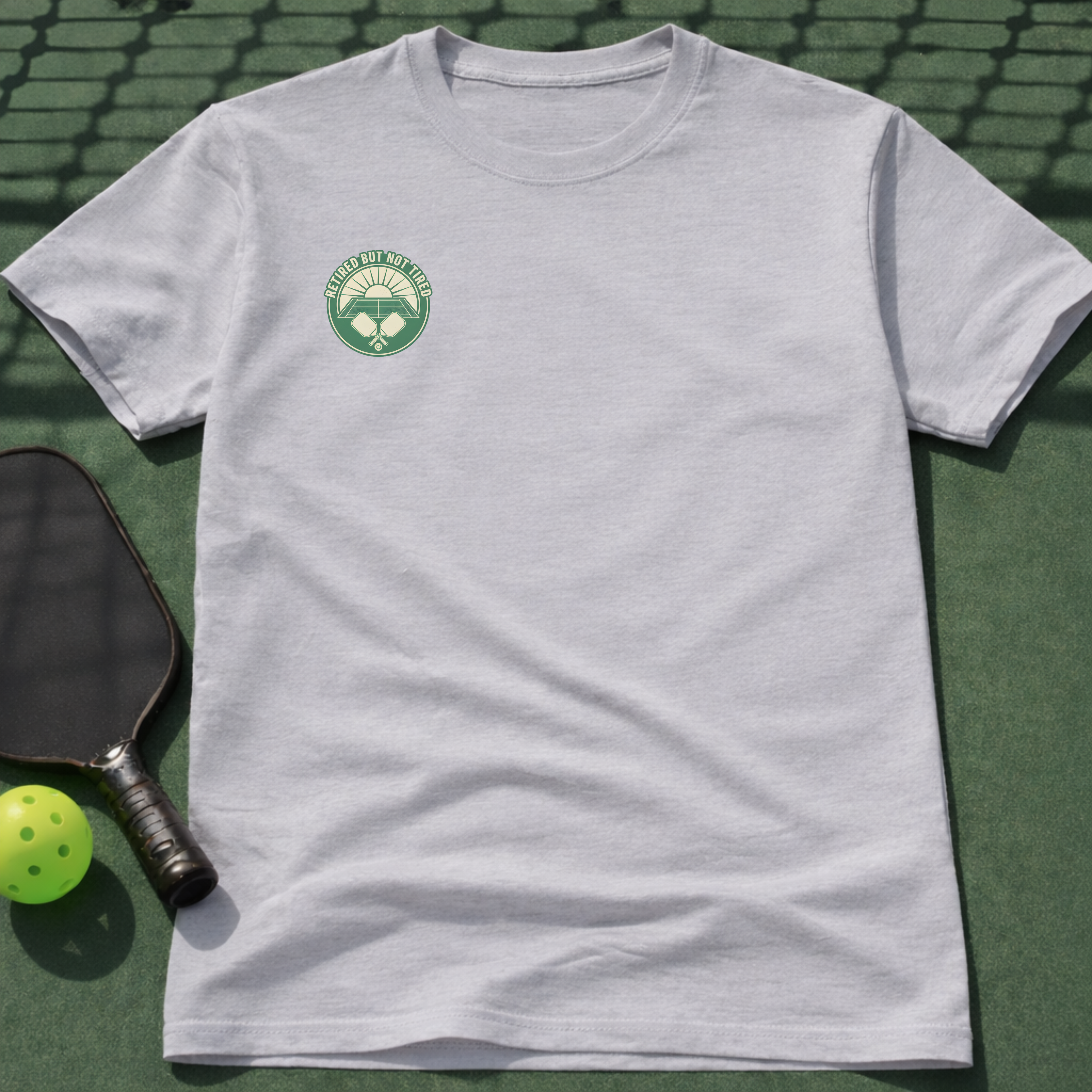 Retired But Not Tired T-Shirt (Chest Print)