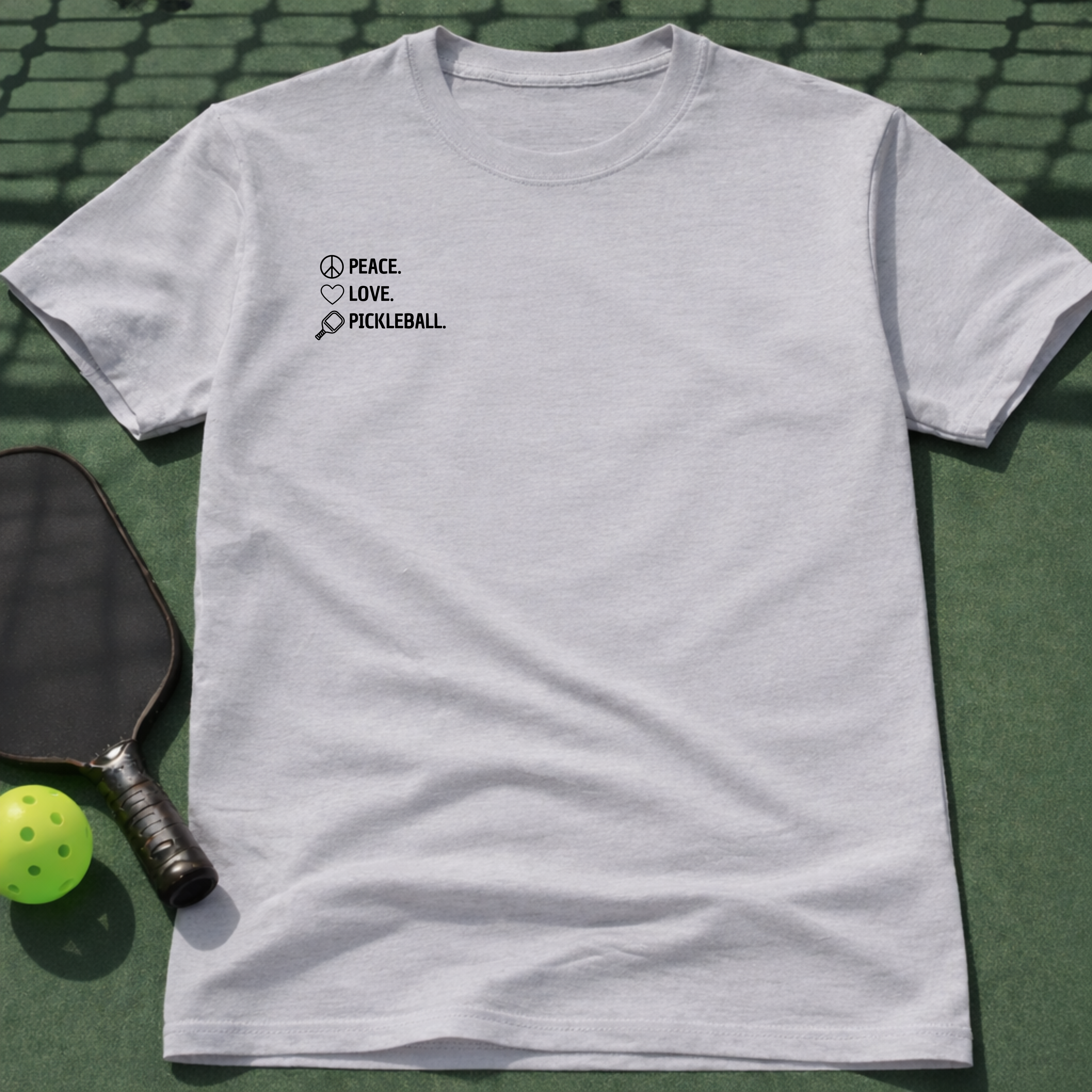 Peace.Love.Pickleball. T-Shirt (Chest Print)