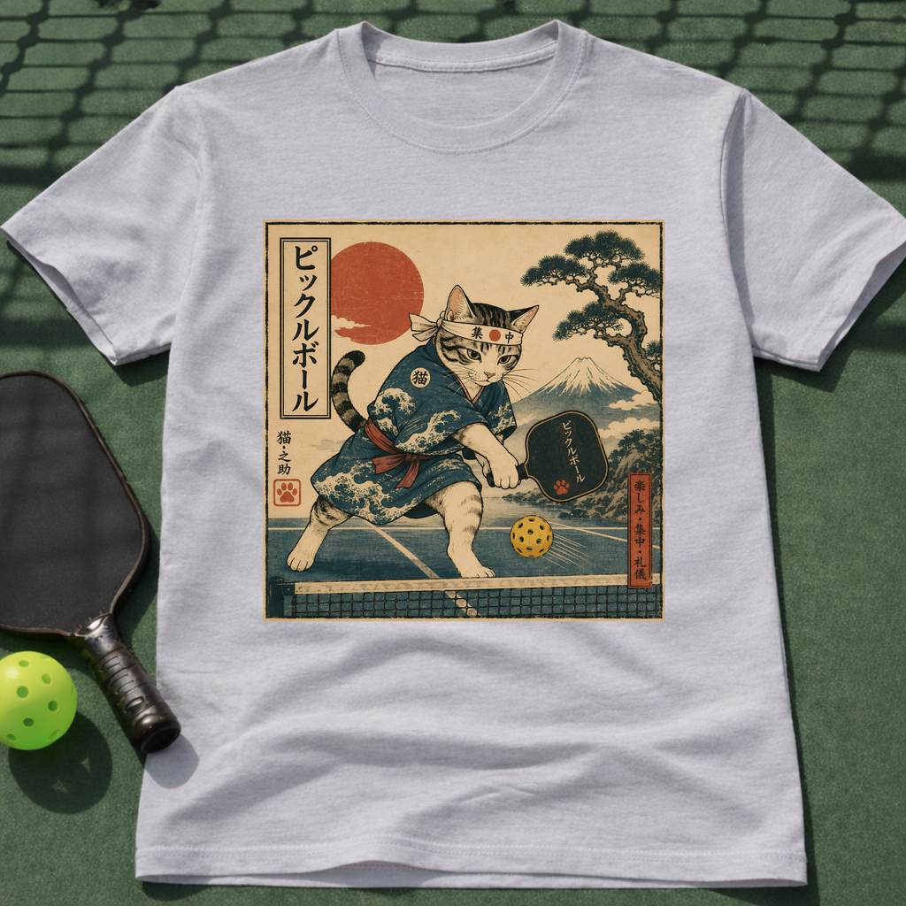 Vintage Japanese Cat Pickleball T-Shirt