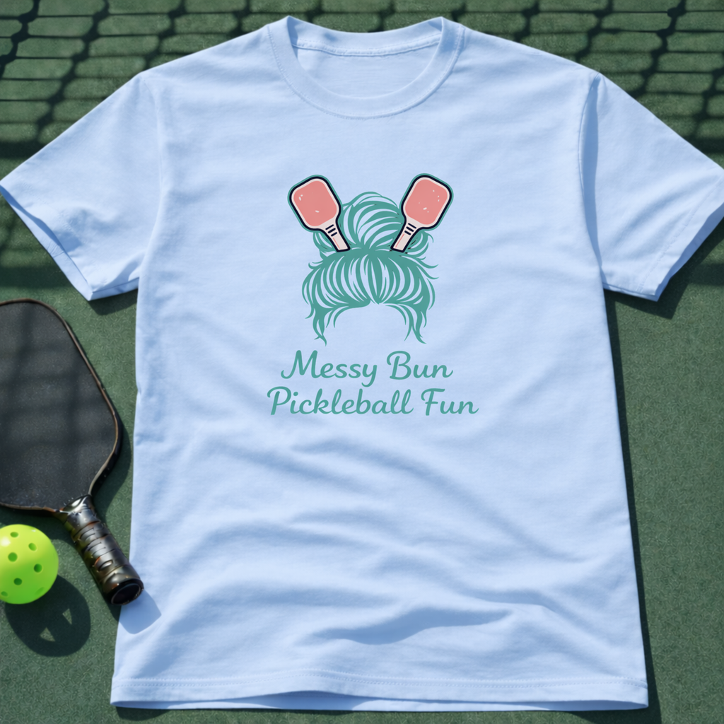 Messy Bun, Pickleball Fun. T-Shirt
