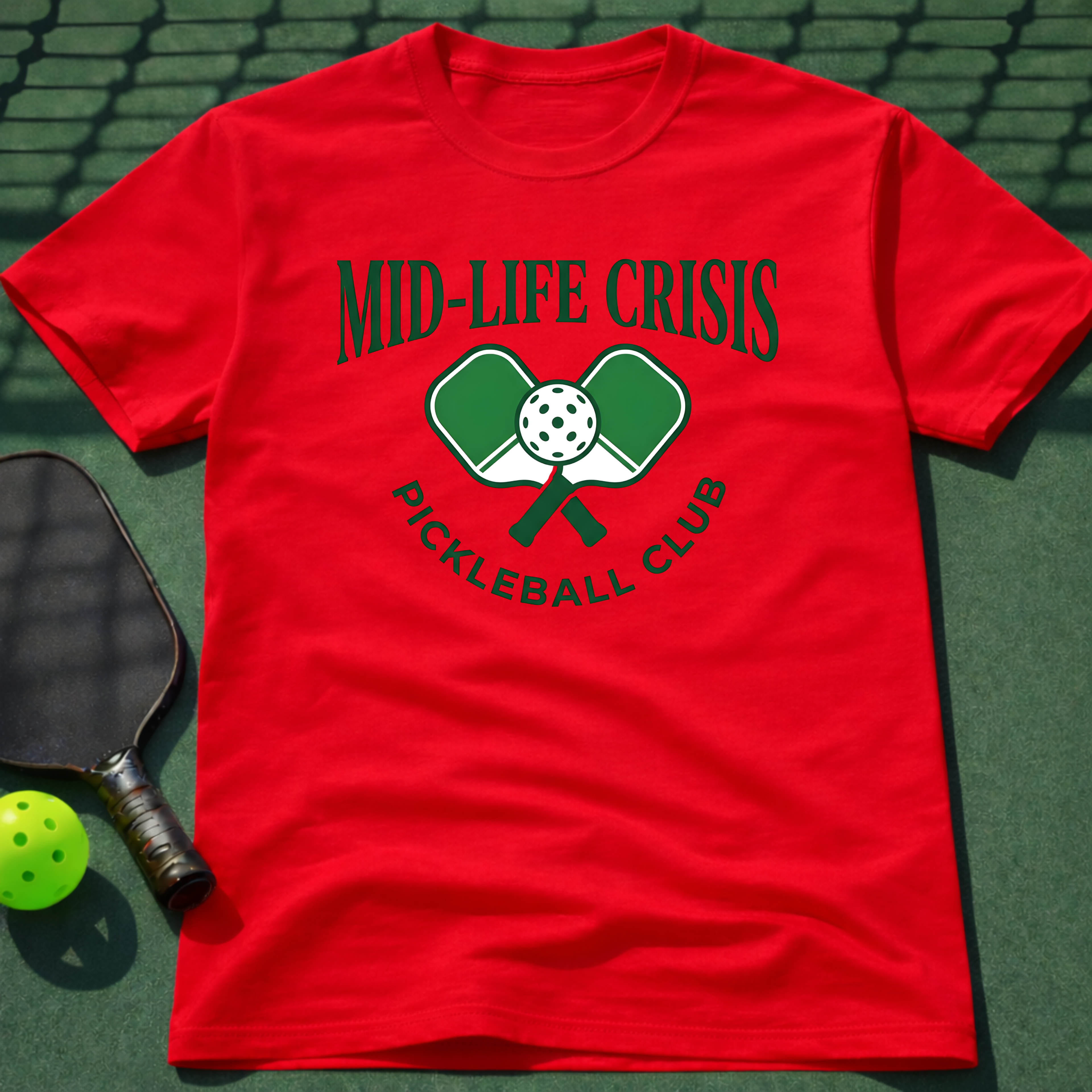 Mid-Life Crisis Pickleball Club T-Shirt