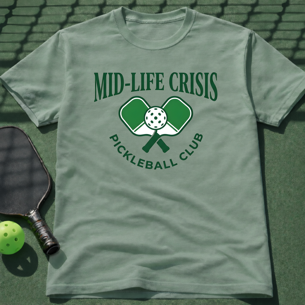 Mid-Life Crisis Pickleball Club T-Shirt