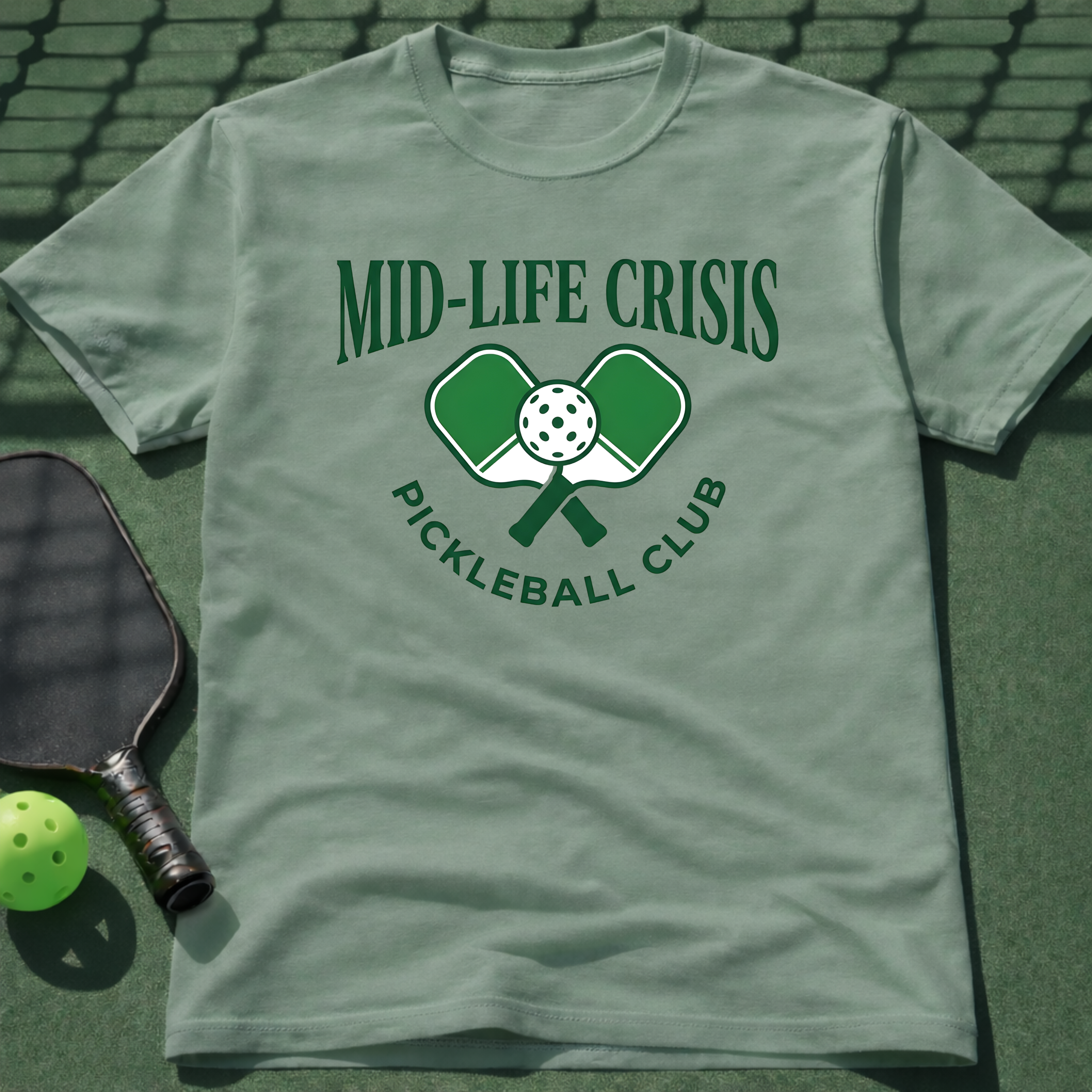 Mid-Life Crisis Pickleball Club T-Shirt