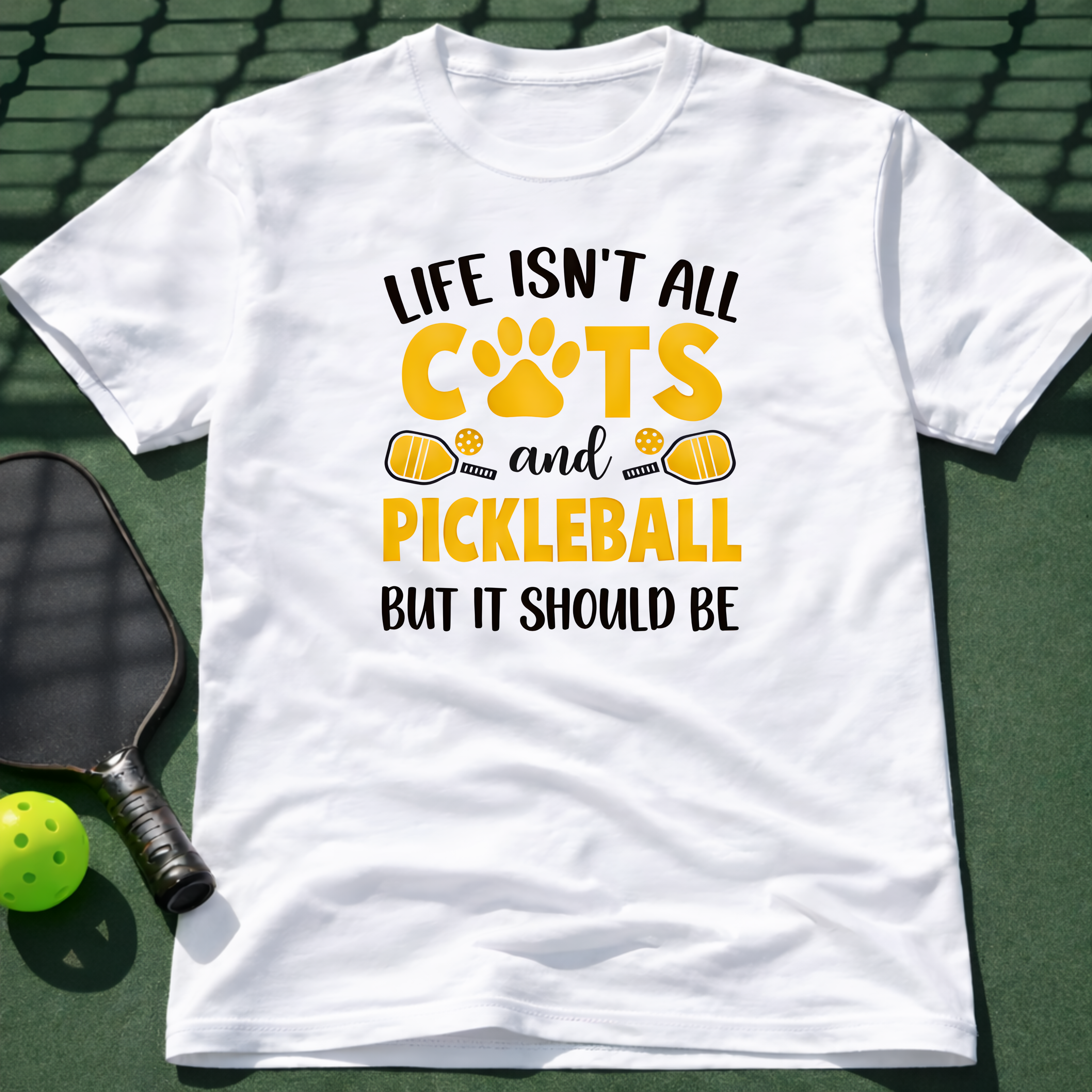 Life Isn't All Cats And Pickleball But It Should Be T-Shirt