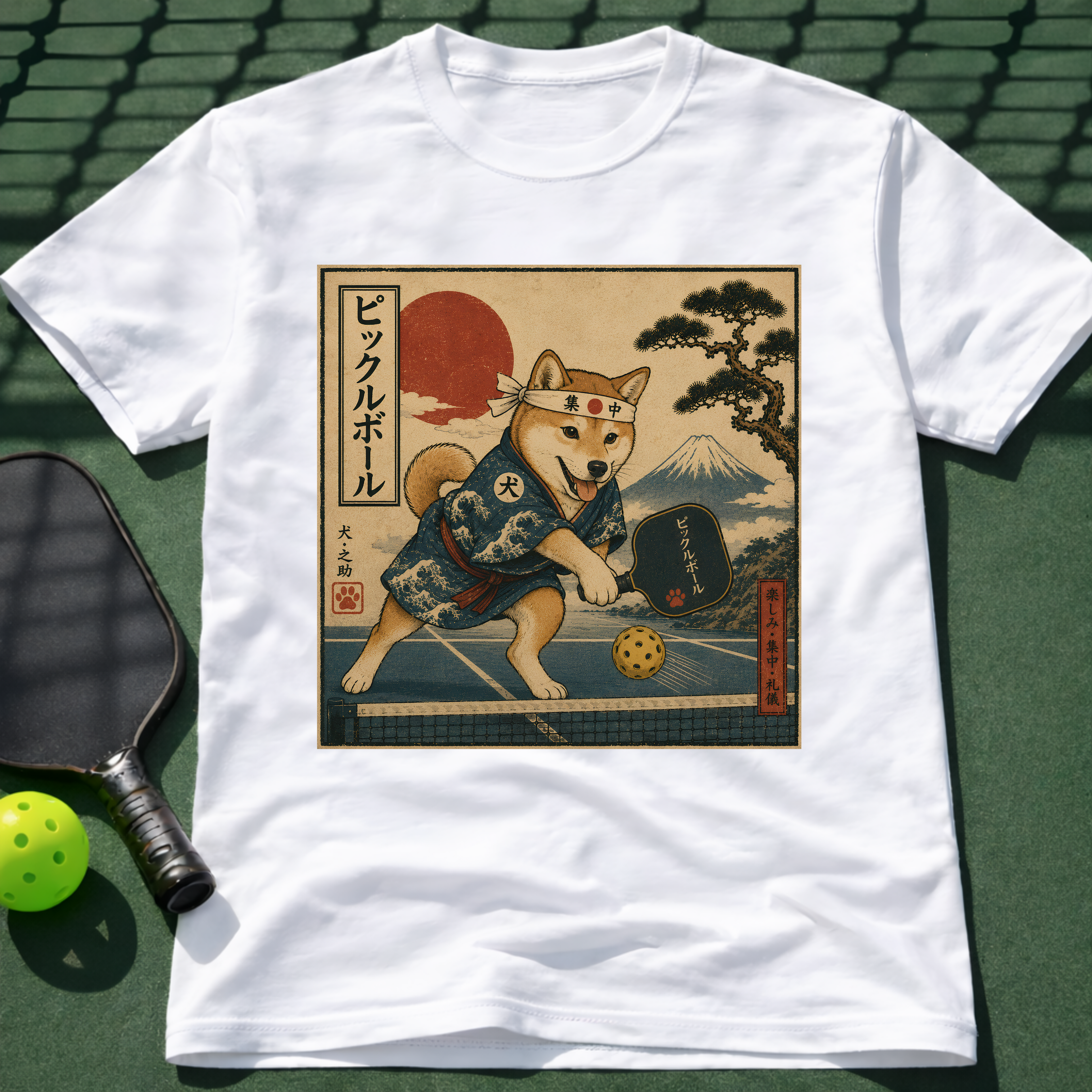 Vintage Japanese Dog Pickleball T-Shirt